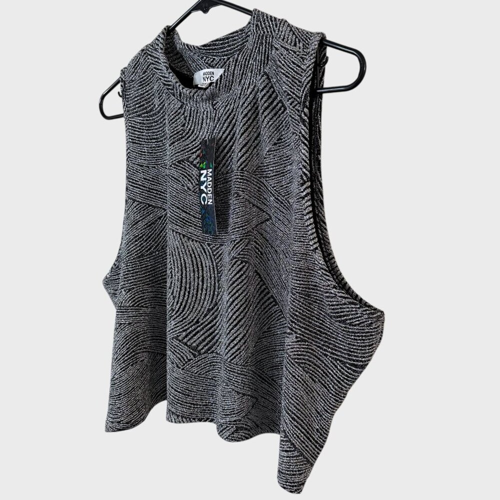 Madden NYC by Steve Madden Metallic Mock Neck Top Silver Women's Size 4X New - Picture 2 of 11